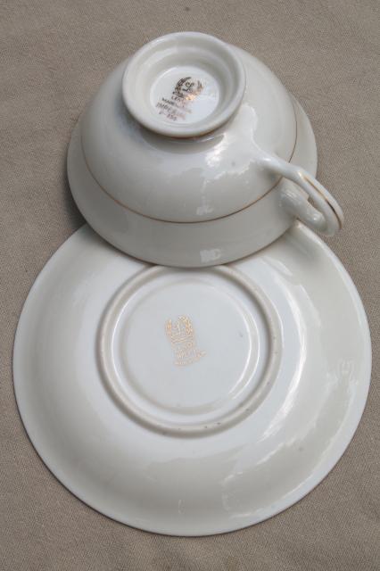 photo of Imperial gold laurel border Lenox china set, vintage replacement china tea cups & saucers #5