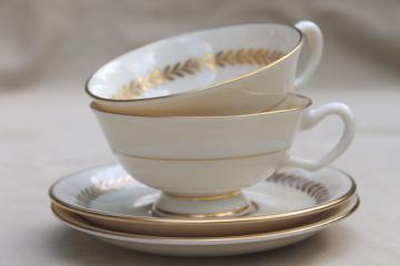 catalog photo of Imperial gold laurel border Lenox china set, vintage replacement china tea cups & saucers