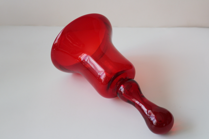 photo of Imperial ruby red glass bell, large hand bell w/ glass clapper, vintage Christmas decor #3