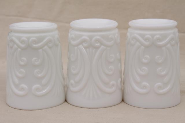 photo of Imperial scroll vintage milk glass, tall pitcher & set of 10 tumblers, drinking glasses set #11