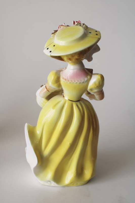 photo of In Your Easter Bonnet vintage hand painted ceramic figurine, lady in picture hat 1950s Arnart Japan  #2