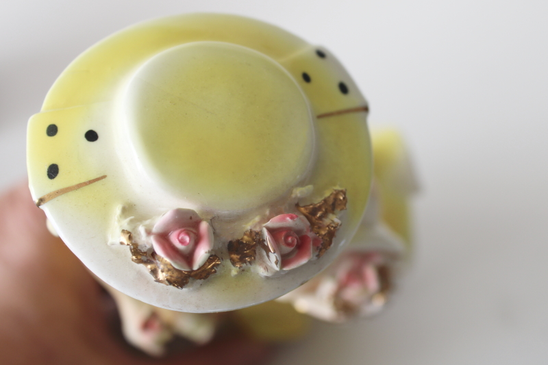 photo of In Your Easter Bonnet vintage hand painted ceramic figurine, lady in picture hat 1950s Arnart Japan  #5