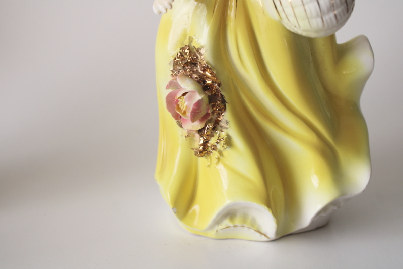 photo of In Your Easter Bonnet vintage hand painted ceramic figurine, lady in picture hat 1950s Arnart Japan  #7