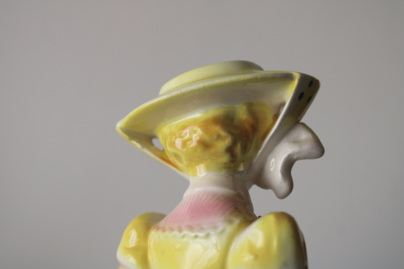 photo of In Your Easter Bonnet vintage hand painted ceramic figurine, lady in picture hat 1950s Arnart Japan  #13