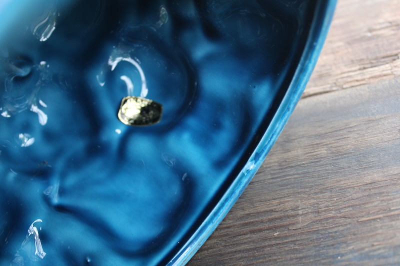 photo of Inarco Japan ceramic, mod vintage Mood Indigo blue fruit dome cover replacement lid for canister #3