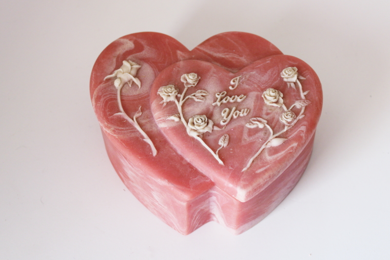 photo of Incolay stone pink marble hearts trinket box I Love You, nice for Valentineâ€™s day #1