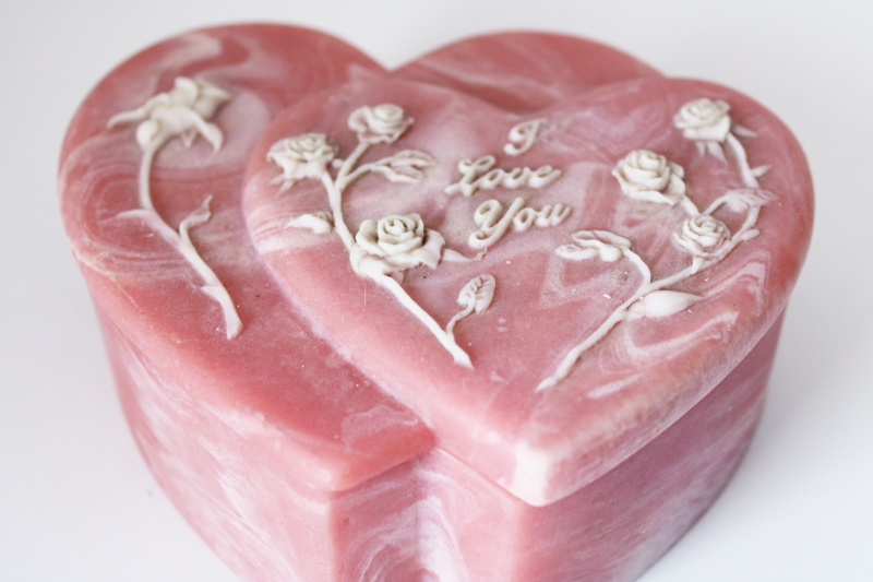 photo of Incolay stone pink marble hearts trinket box I Love You, nice for Valentineâ€™s day #2