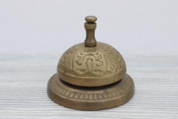 catalog photo of India solid brass bell, vintage push bell for front desk or store counter service bell