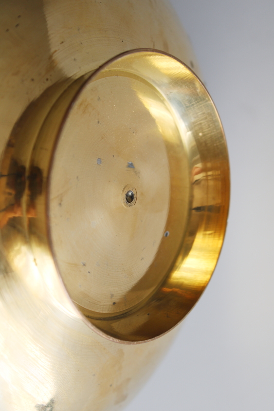 photo of India solid brass bowl w/ hand painted enamel peacocks design, vintage boho decor #7