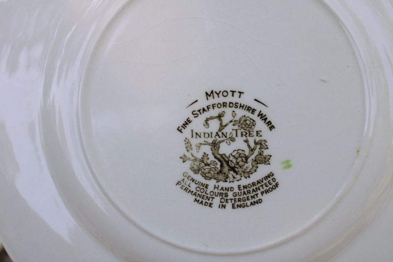 photo of Indian Tree Myott Staffordshire china, vintage salad plates set of four, India tree of life pattern  #3