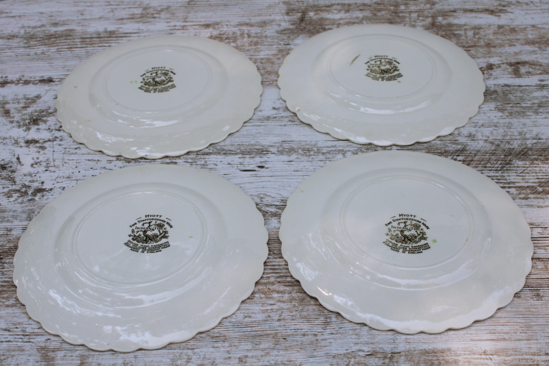 photo of Indian Tree Myott Staffordshire china, vintage salad plates set of four, India tree of life pattern  #5