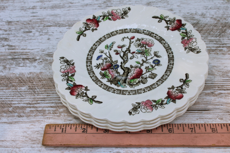 photo of Indian Tree Myott Staffordshire china, vintage salad plates set of four, India tree of life pattern  #6