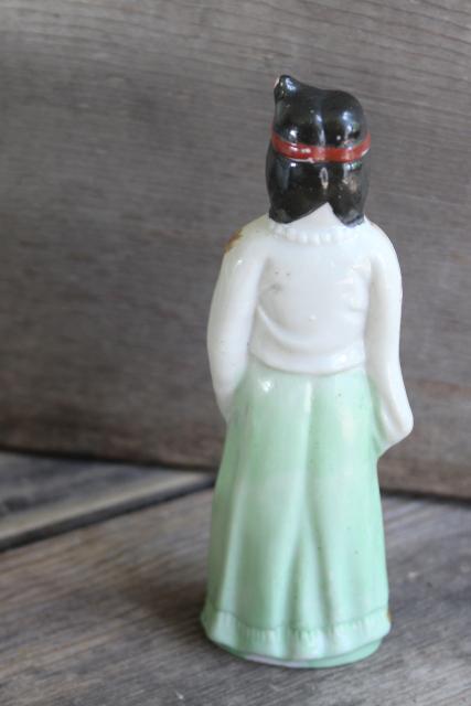 photo of Indian maiden vintage Japan hand painted china figurine, girl w/ long braids #5