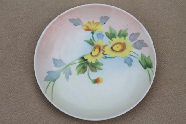 photo of Indian summer fruit & floral hand painted china plates, mismatched antique vintage dishes  #3