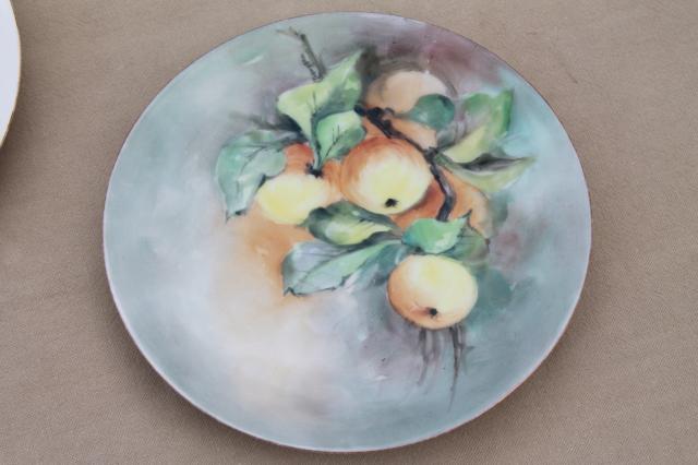 photo of Indian summer fruit & floral hand painted china plates, mismatched antique vintage dishes  #5