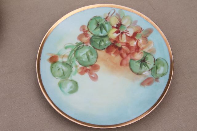 photo of Indian summer fruit & floral hand painted china plates, mismatched antique vintage dishes  #6