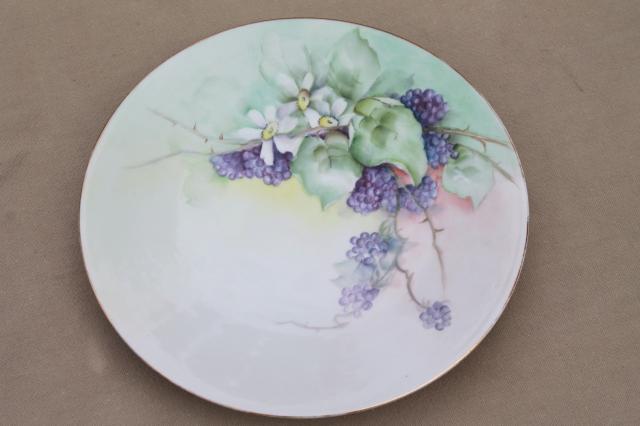 photo of Indian summer fruit & floral hand painted china plates, mismatched antique vintage dishes  #7