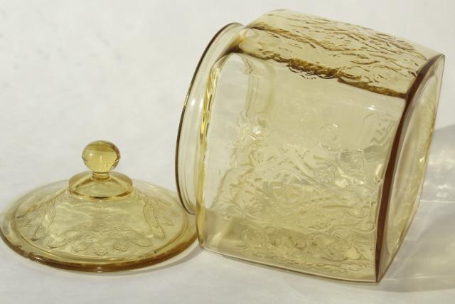 photo of Indiana Recollection or Federal Madrid, vintage amber yellow depression glass cookie jar #6