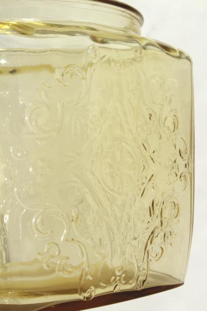 photo of Indiana Recollection or Federal Madrid, vintage amber yellow depression glass cookie jar #9