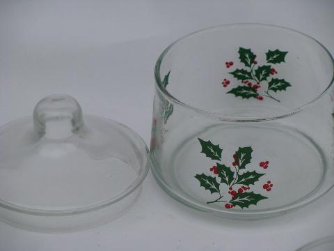 photo of Indiana glass holly berry green & red Christmas glasses, two sizes #4