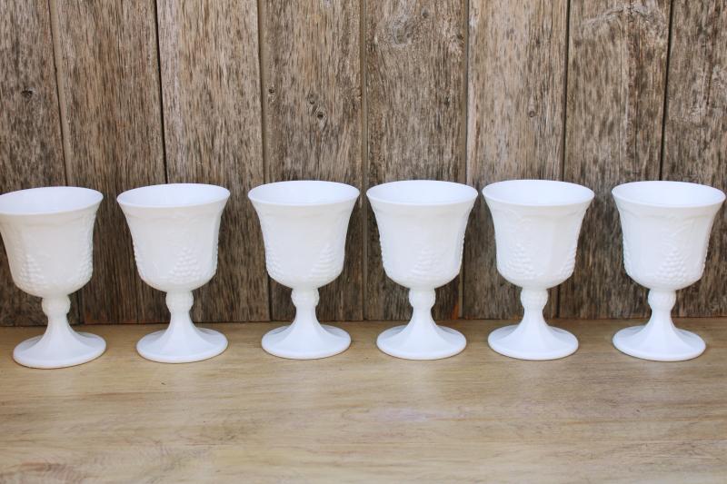 photo of Indiana harvest grapes milk glass goblets, water or wine glasses farmhouse fall neutral decor #1