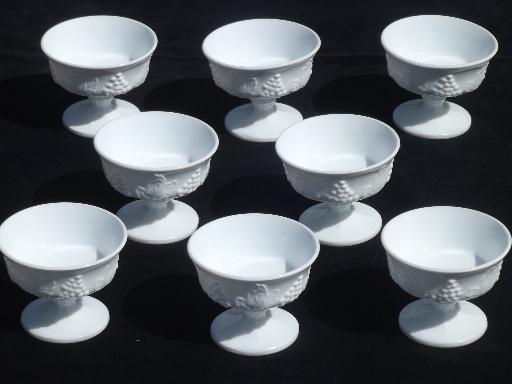 photo of Indiana harvest grapes milk glass sherbet bowls, vintage Colony glass #1