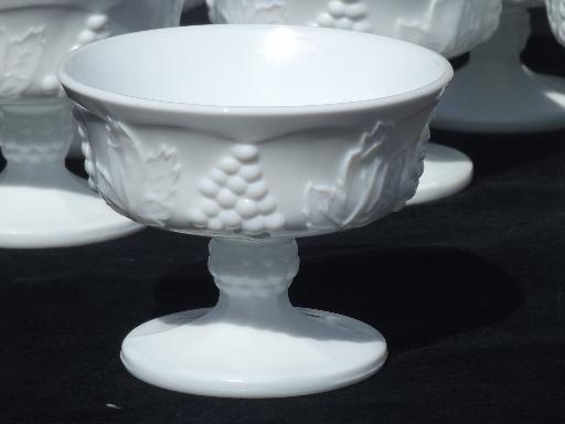 photo of Indiana harvest grapes milk glass sherbet bowls, vintage Colony glass #3