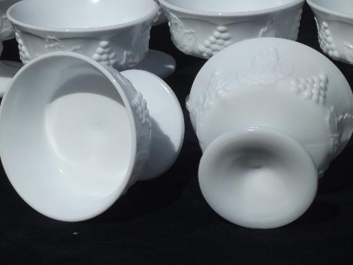 photo of Indiana harvest grapes milk glass sherbet bowls, vintage Colony glass #4