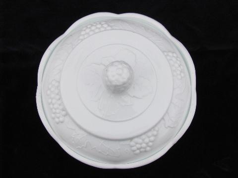 photo of Indiana harvest grapes pattern vintage milk glass compote or candy bowl #2