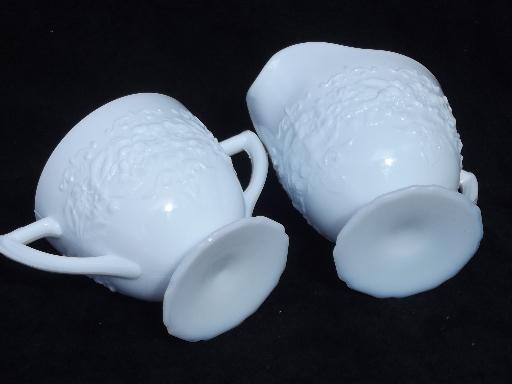 photo of Indiana orange blossom milk glass, vintage creamer and sugar set #3