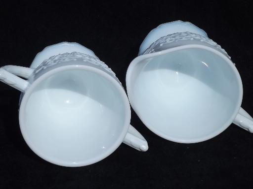 photo of Indiana orange blossom milk glass, vintage creamer and sugar set #4