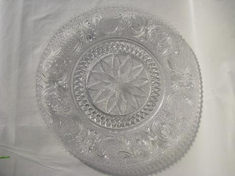 photo of Indiana sandwich daisy pattern cake torte plate, vintage Tiara glass #1