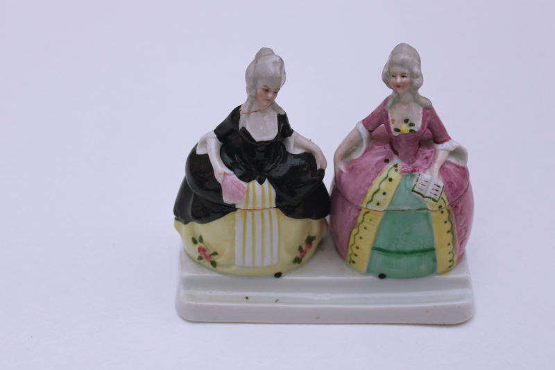 photo of Ink Girls antique Germany china figurine inkwell, French court ladies #1