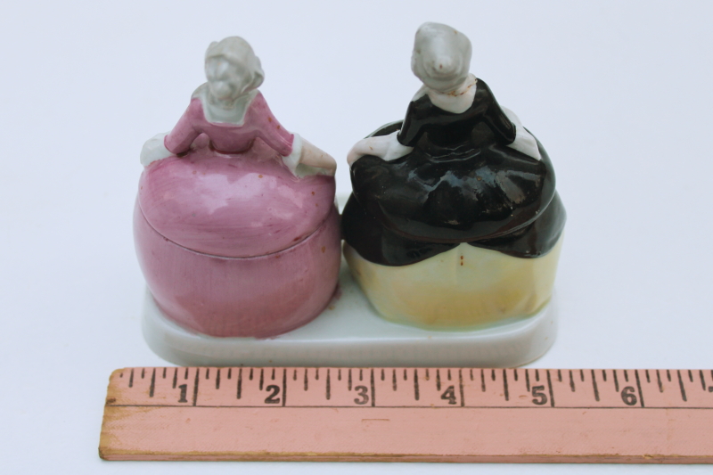 photo of Ink Girls antique Germany china figurine inkwell, French court ladies #2