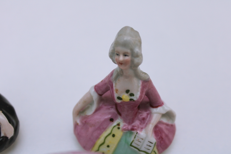 photo of Ink Girls antique Germany china figurine inkwell, French court ladies #5