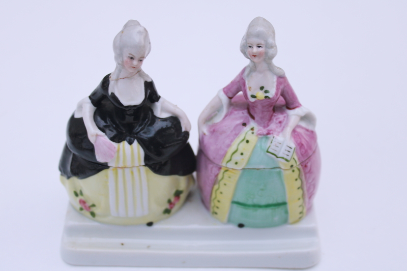 photo of Ink Girls antique Germany china figurine inkwell, French court ladies #8