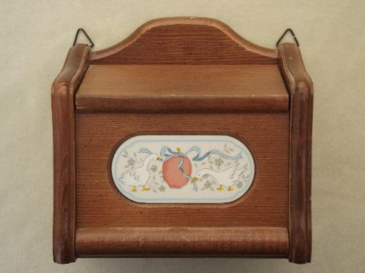 photo of International Marmalade geese w/ apple wall box, 80s goose pattern recipe box  #1