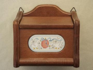 catalog photo of International Marmalade geese w/ apple wall box, 80s goose pattern recipe box 