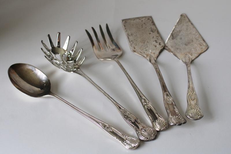 photo of International Silver Kings silverplate serving pieces, cake, spaghetti server, spoon & fork #3