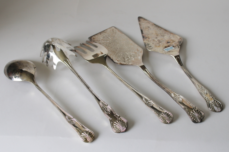photo of International Silver Kings silverplate serving pieces, cake, spaghetti server, spoon & fork #4