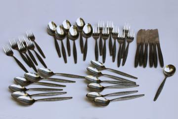 catalog photo of Interpur Japan 60s 70s vintage stainless flatware single rose rosevine floral pattern set for 6 