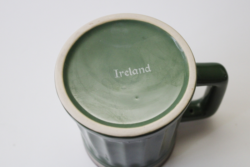 photo of Ireland Irish stoneware coffee mug souvenir, Deneen style pottery shamrock emblem #5