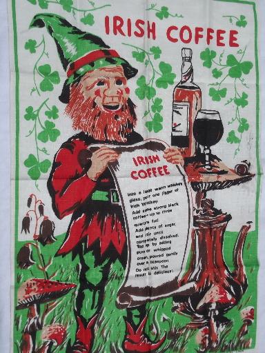 photo of Irish Coffee recipe print linen tea of kitchen towel, made in Ireland #1