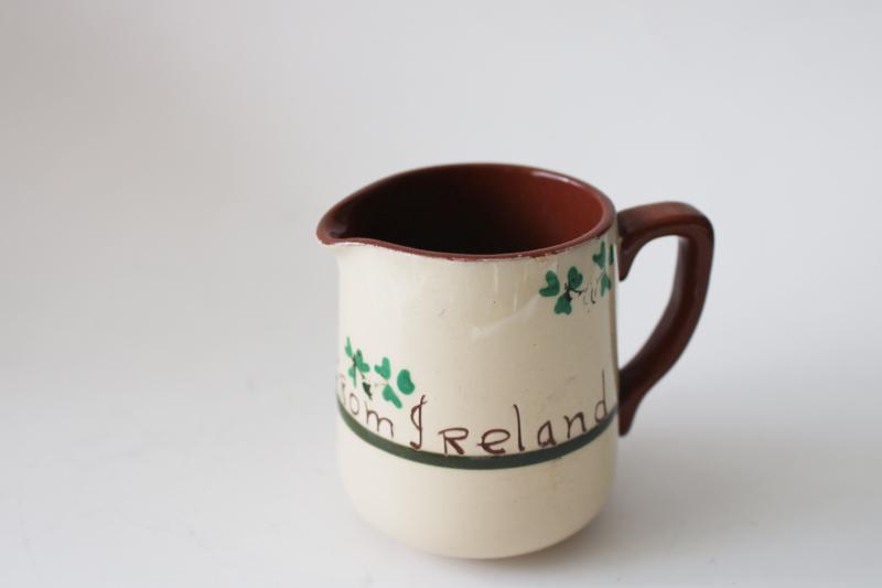 photo of Irish clover vintage Carrig Ware Ireland pottery milk jug or cream pitcher #1