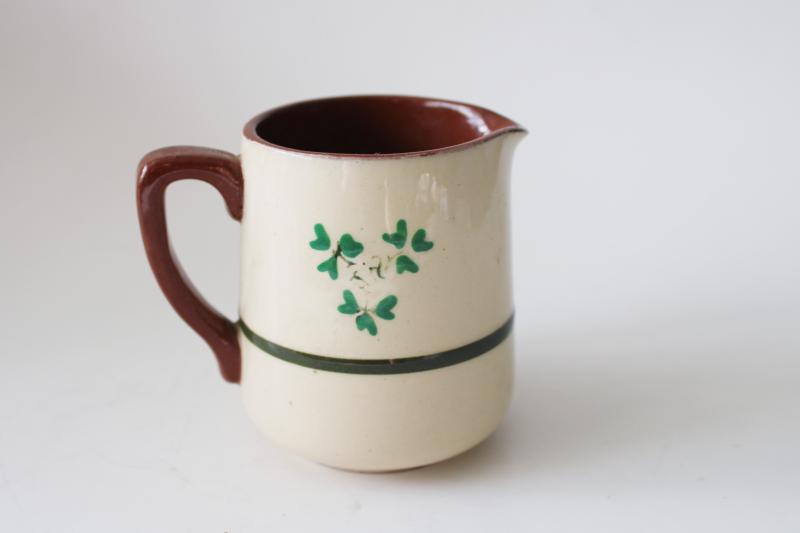 photo of Irish clover vintage Carrig Ware Ireland pottery milk jug or cream pitcher #3