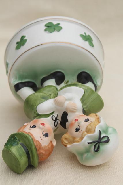 photo of Irish dancers music box vintage ceramic St Patrick's Day leprechaun boy & girl #7