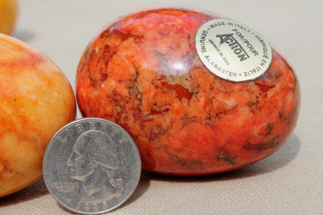 photo of Italian alabaster marble eggs dyed Easter egg colors, vintage stone egg collection #4