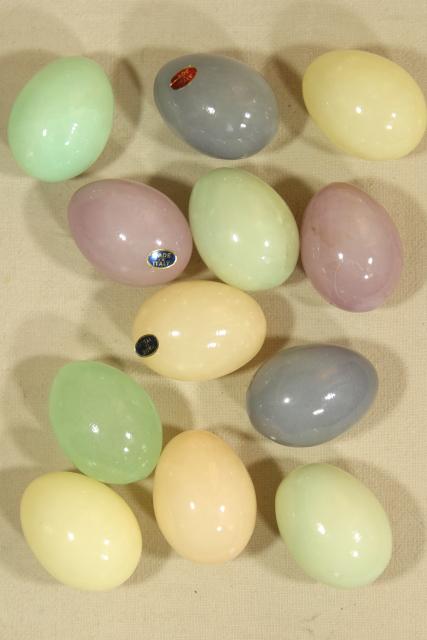 photo of Italian alabaster pastel colored Easter eggs, vintage carved stone egg collection #1