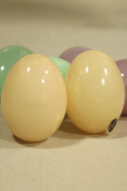 photo of Italian alabaster pastel colored Easter eggs, vintage carved stone egg collection #2