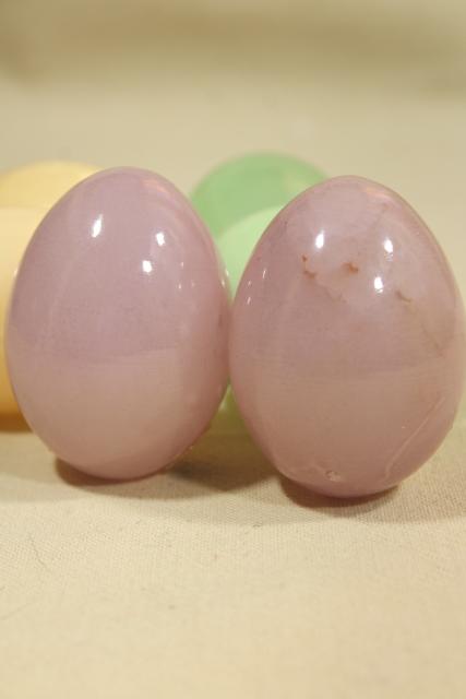 photo of Italian alabaster pastel colored Easter eggs, vintage carved stone egg collection #4